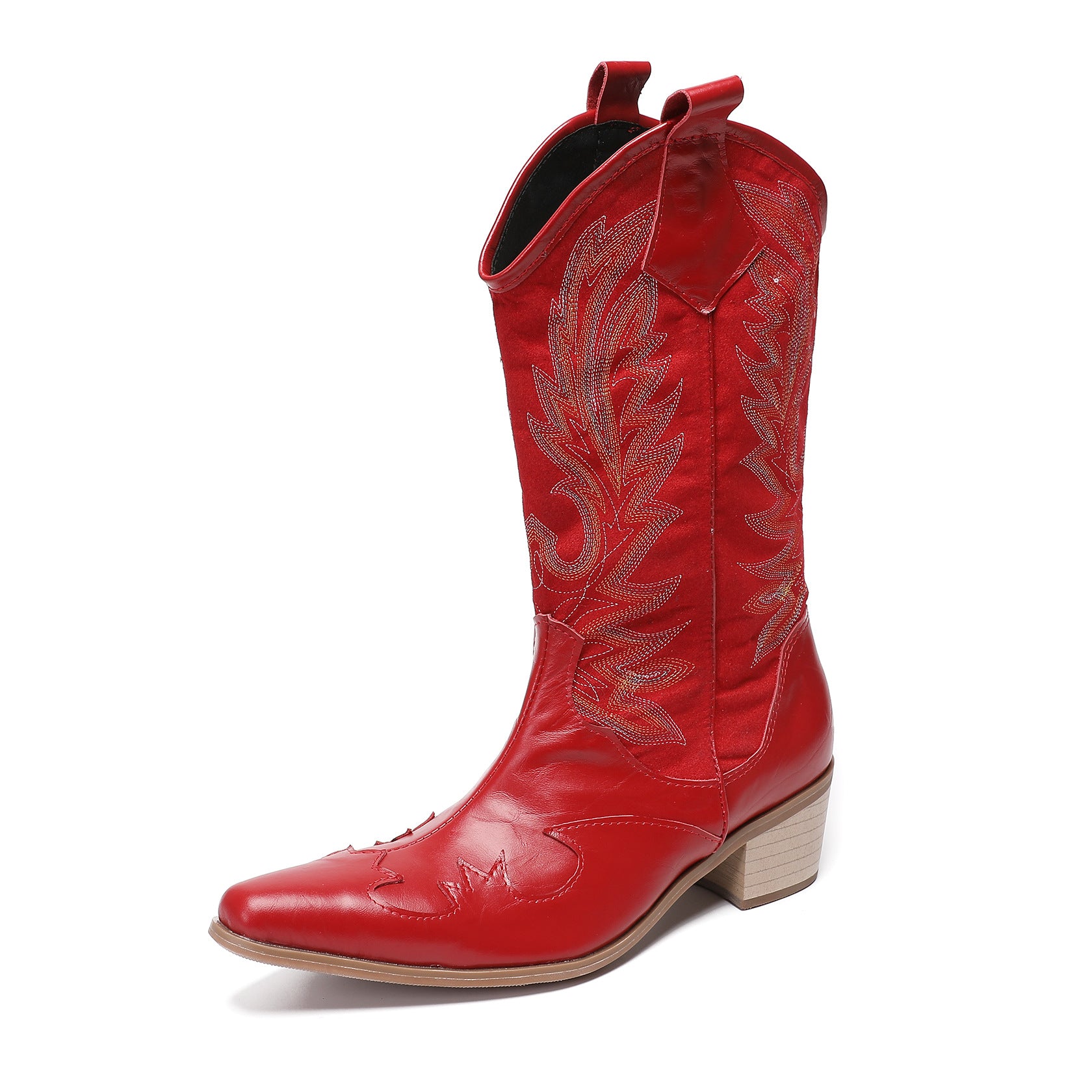 Men's Red Leather Chelsea Boots – Pointed Toe, Business – Style 97