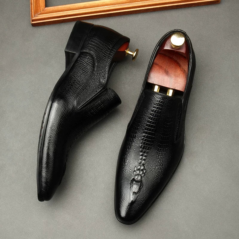 Men's Genuine Leather Wedding Shoes, Breathable, Pointed Toe
