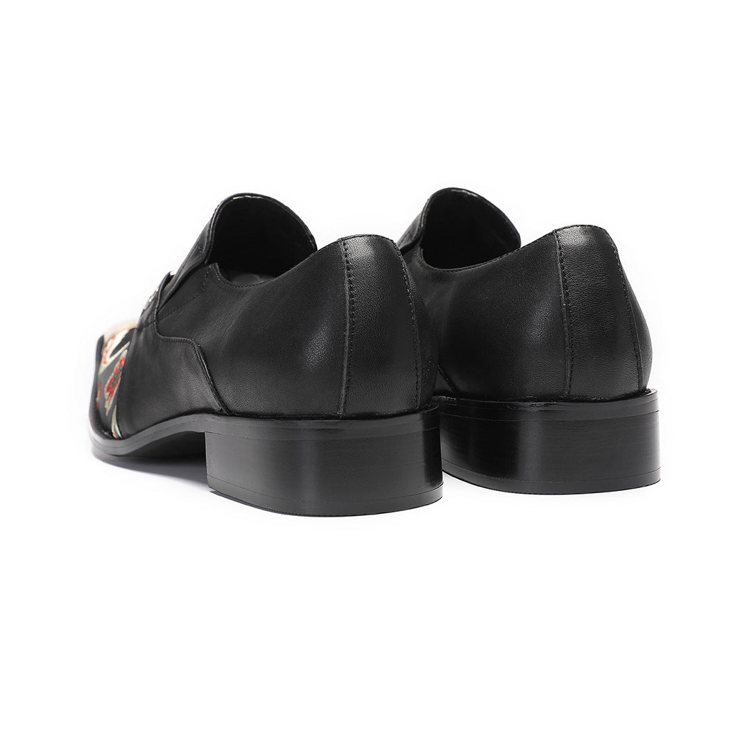 Men's personalized brand inner height-increasing leather shoes business dress printing wedding cowhide large size Oxford shoes men