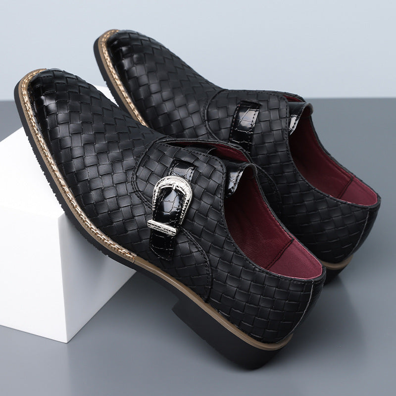 Amazon's best-selling cross-border plus sizemen leather shoes pointed toe business casual slip-on 1