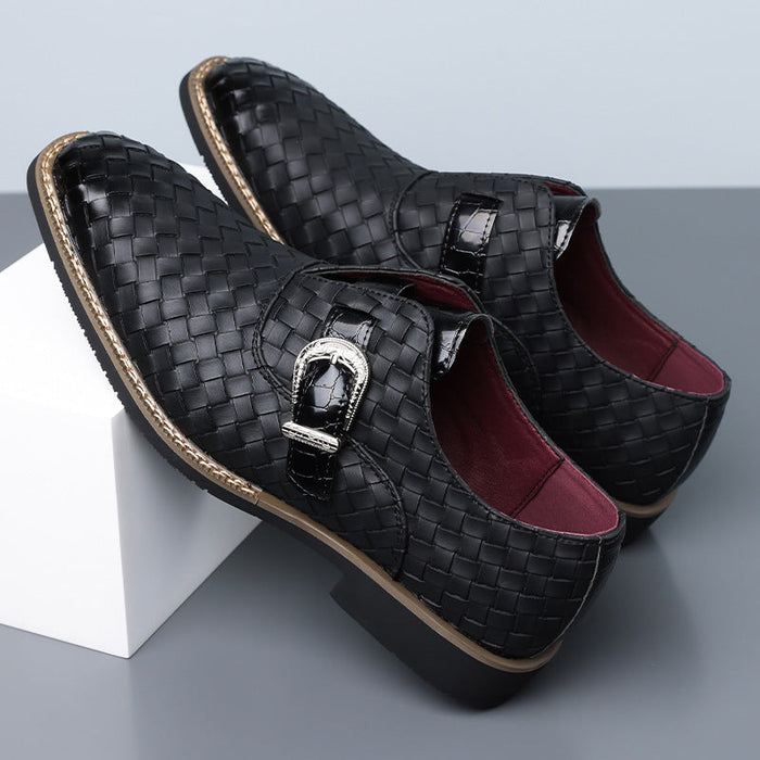 Amazon's best-selling cross-border plus sizemen leather shoes pointed toe business casual slip-on