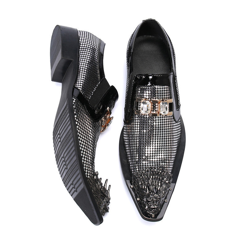 Spring new leather shoes men's genuine leather formal wear casual business Korean style trendy British brogue large toe thick sole men's shoes