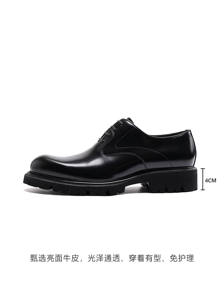 Men's Genuine Leather Oxford Shoes, Height Increasing, Thick Sole