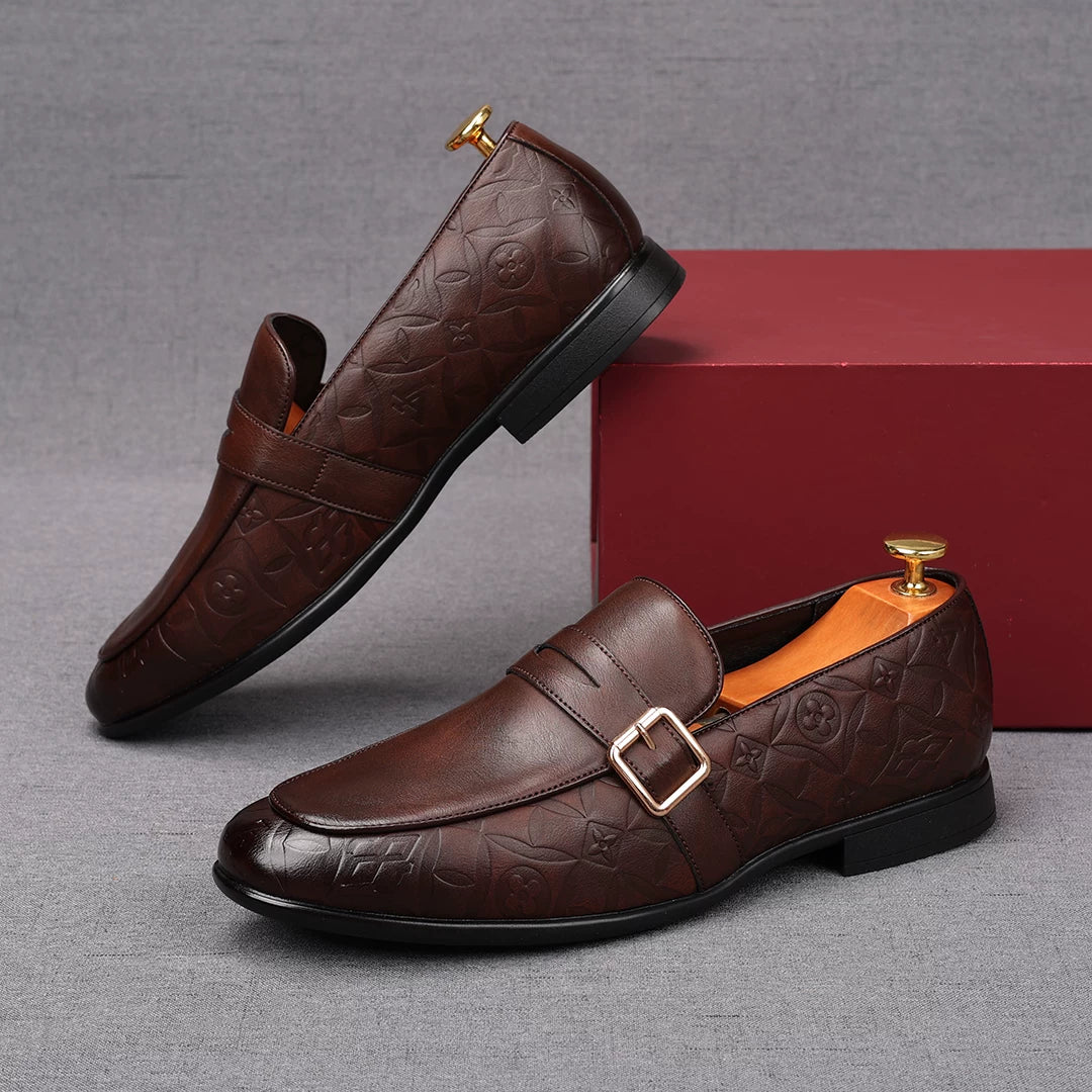 Men's Brown Loafers, Pointed Toe, Slip-On