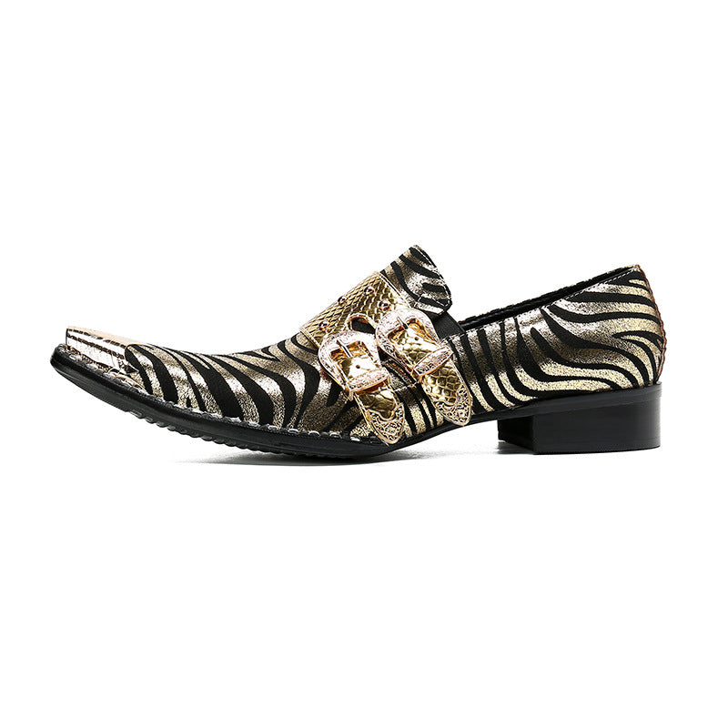 European station cowhide horsebit men's shoes, spring and autumn thick-soled business casual leather shoes, British trendy slip-on loafers