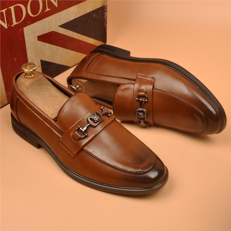 2026 new men's business casual shoes pointed toe leather loafers british style wedding shoes soft 4