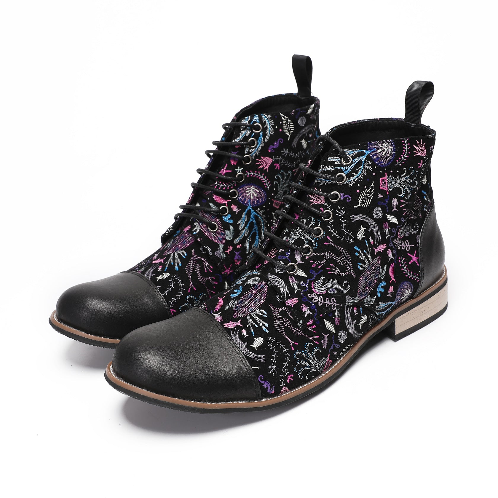 Winter Han elements high-top snow leather boots warm velvet cotton shoes men's hip-hop Chinese style Tang clothing ethnic retro style