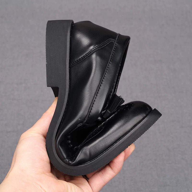 Men's Black Loafers, Height Increasing, Pointed Toe