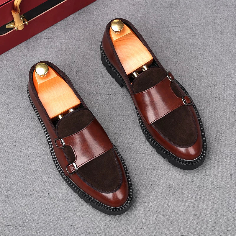 Men's Black Loafers, Height Increasing, Thick Sole