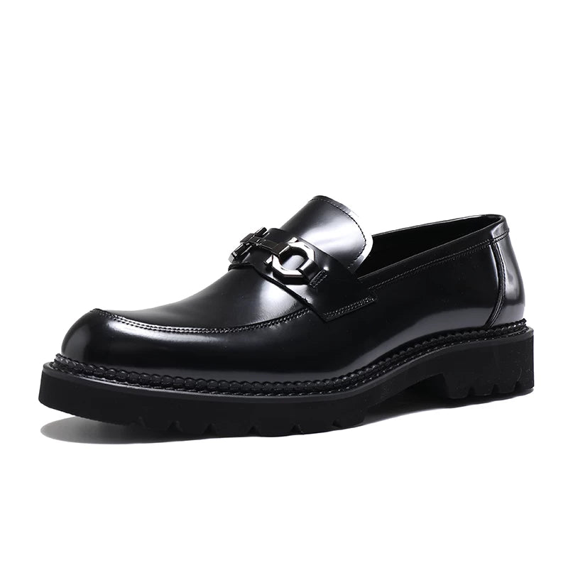Men's Genuine Leather Loafers, Thick Sole, Slip-On
