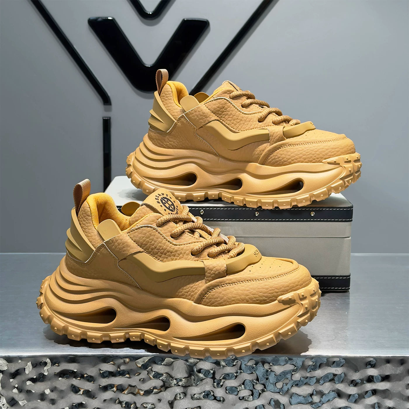 Men's Height-Increasing Platform Plus Size Trendy Chunky Dad Sneakers