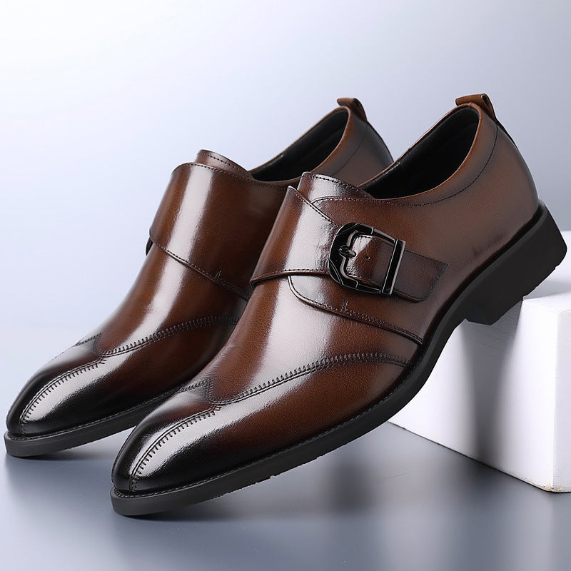 Men's Casual Leather Shoes - Color-Changing Buckle Design 1