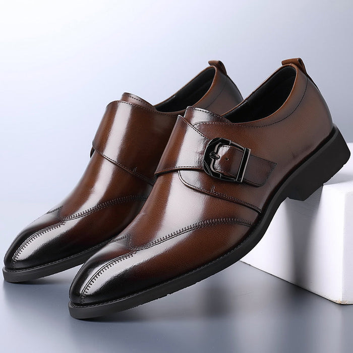 Men's Casual Leather Shoes - Color-Changing Buckle Design