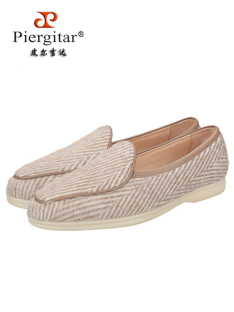 British imported apricot herringbone woolen men's casual shoes European and American classic milk white non-slip outsole shoes