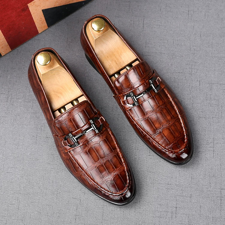 Men's Brown Loafers, Height Increasing, Pointed Toe