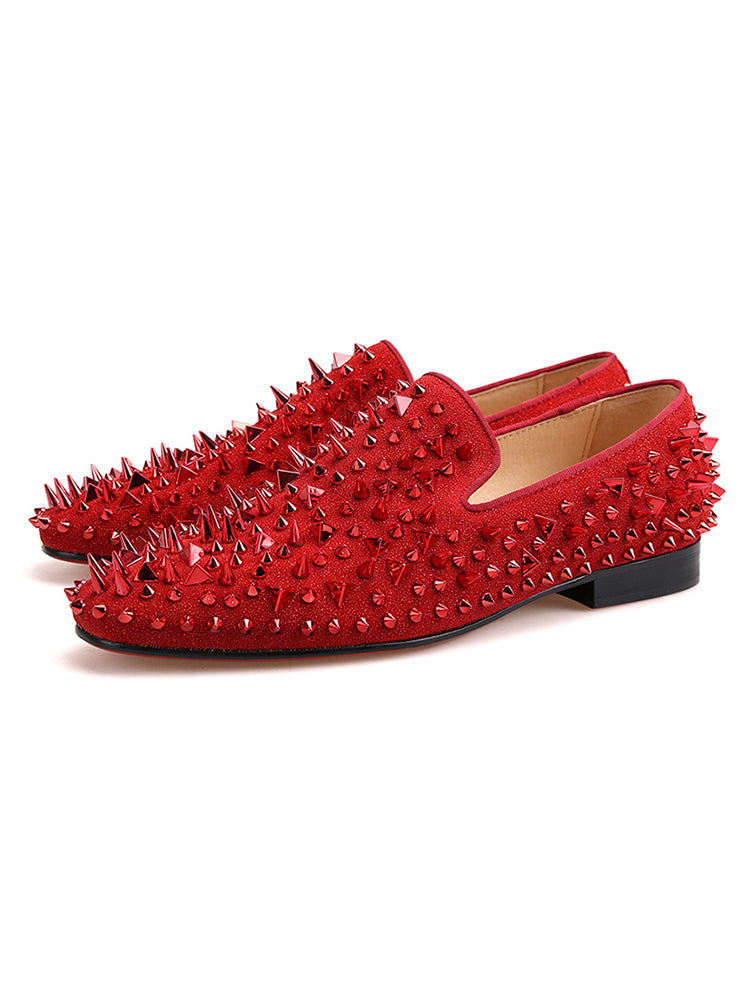 New four-color handmade pointed rivet sheepskin loafers, European and American fashion brands, the same trendy low-top shoes, lazy shoes