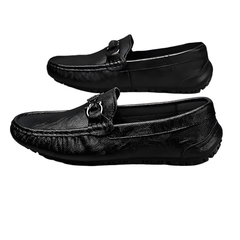 Men's Black Cowhide Business Casual Loafers 5