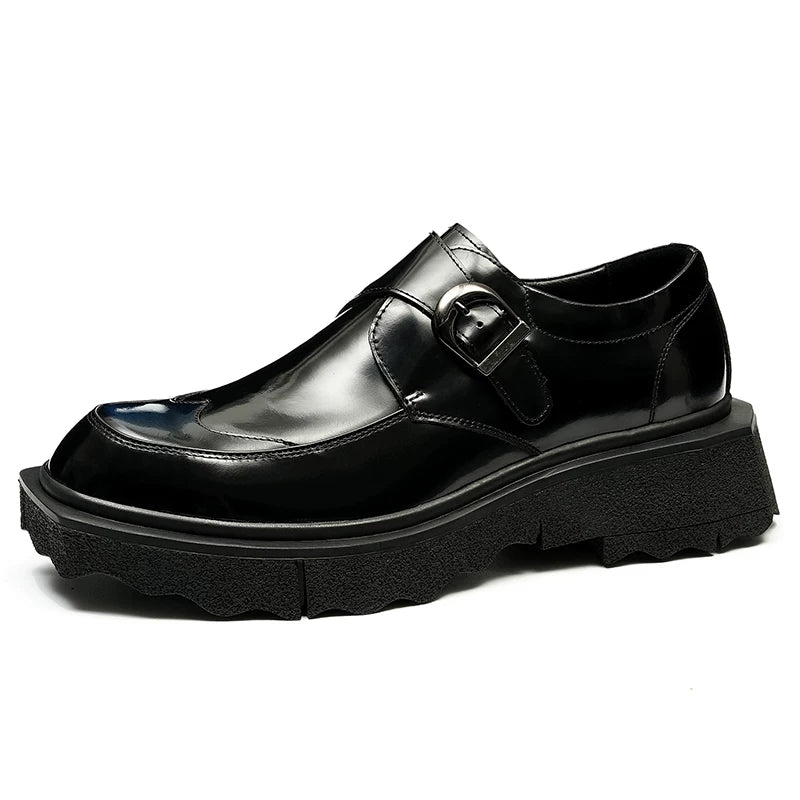 Men's Genuine Leather Leather Shoes, Height Increasing, Thick Sole