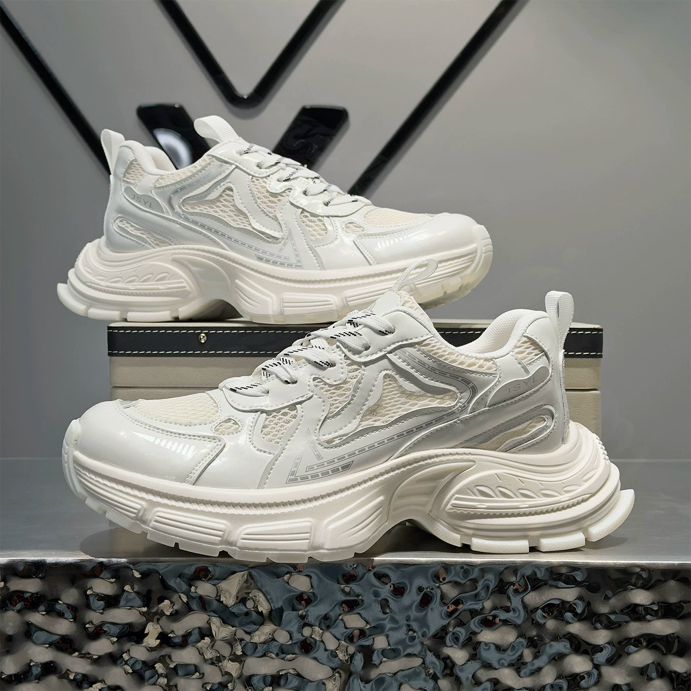 Men's Height-Increasing Breathable Mesh Trendy Chunky Dad Sneakers Summer New