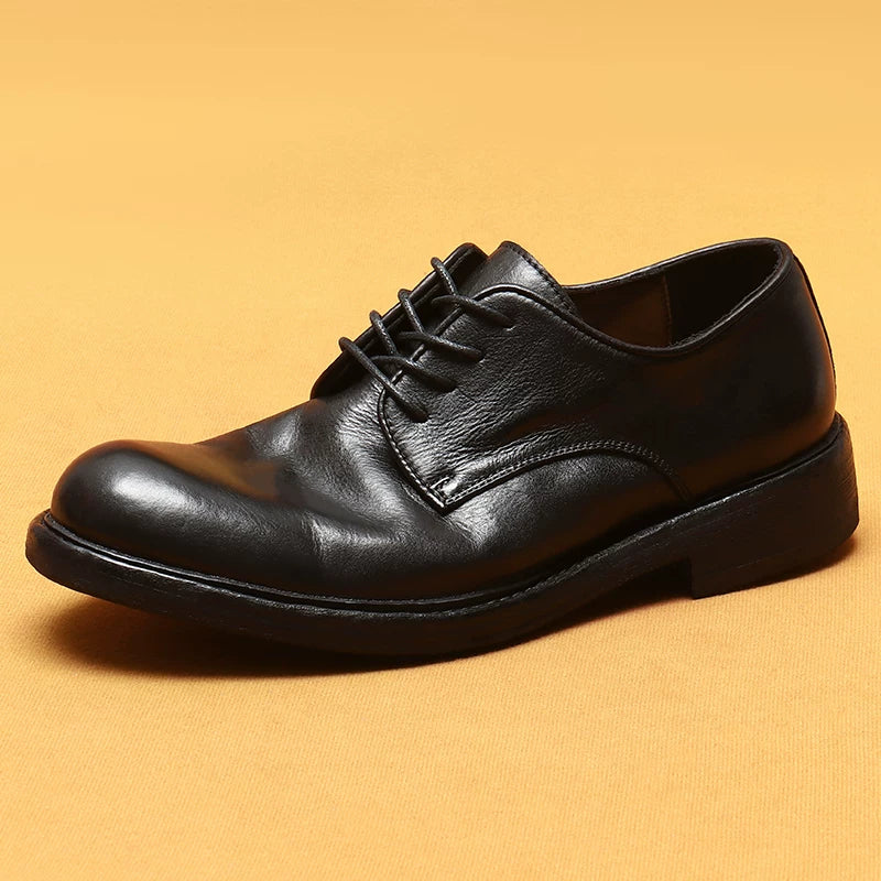 Men's Genuine Leather Derby Shoes, Handmade, British Style
