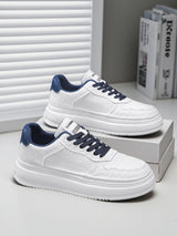 Men's 2026 new winter versatile trendy retro genuine leather white sneakers chunky sole height increasing athletic casual streetwear shoes