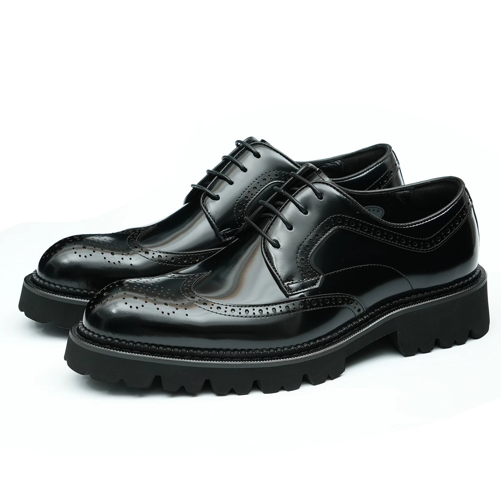 Men's Genuine Leather Derby Shoes, Height Increasing, Thick Sole
