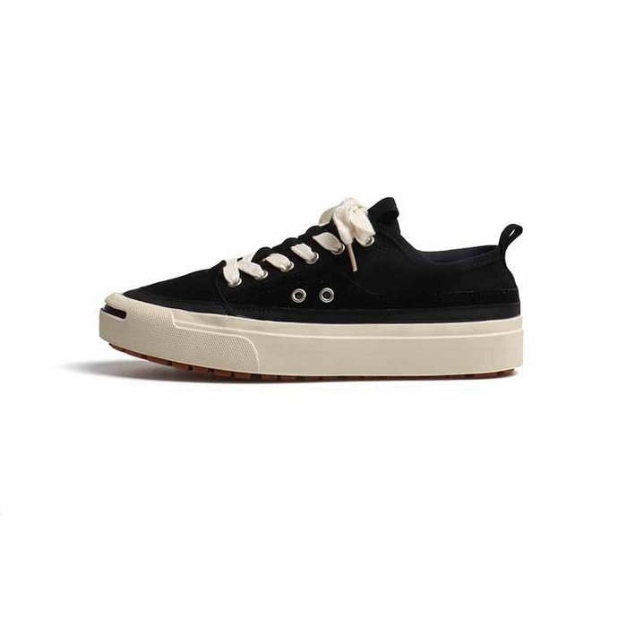 Style Kurume Open Smile Canvas Shoes Men's Retro Skateboard Casual Vulcanized White Shoes