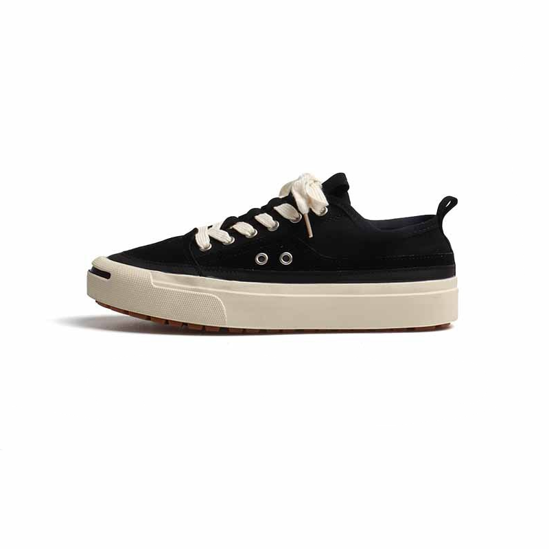 Style Kurume Open Smile Canvas Shoes Men's Retro Skateboard Casual Vulcanized White Shoes