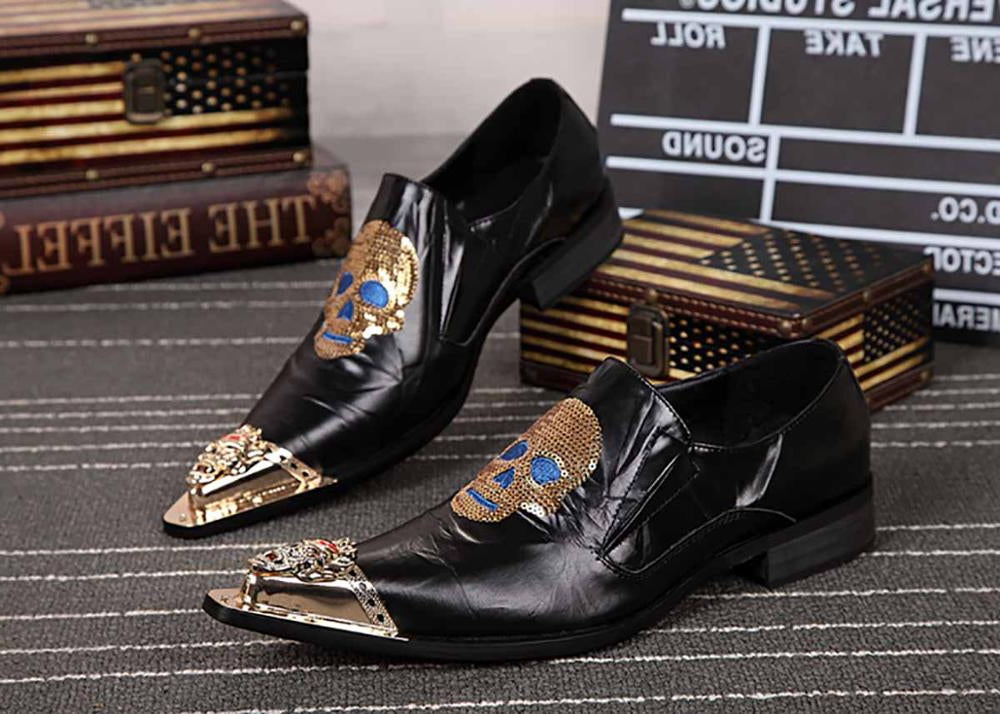 Men's Black Leather Casual Shoes, British Style