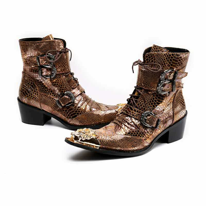 New men's iron scalp shoes, British style, retro casual fashion, pretty boys, trendy nightclubs, catwalk fashion boots