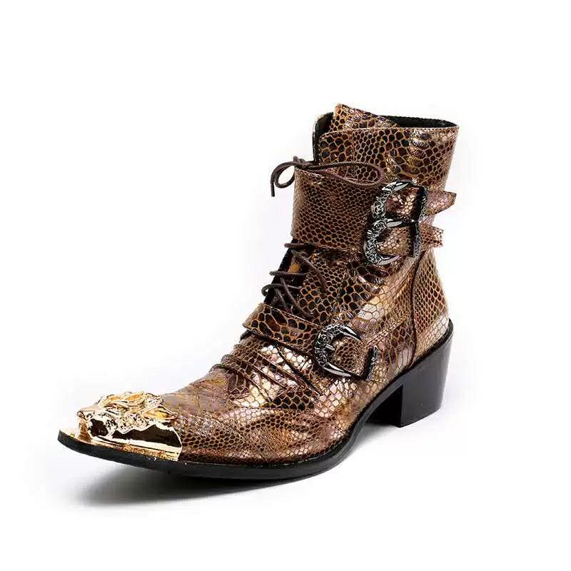 New men's iron scalp shoes, British style, retro casual fashion, pretty boys, trendy nightclubs, catwalk fashion boots
