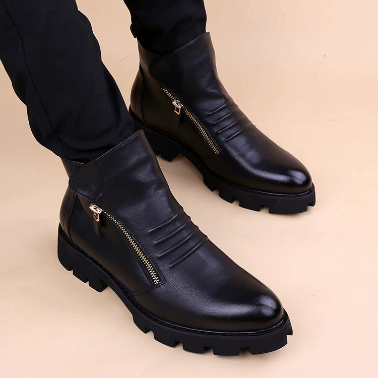 Men's Martin Boots, Height Increasing, Pointed Toe