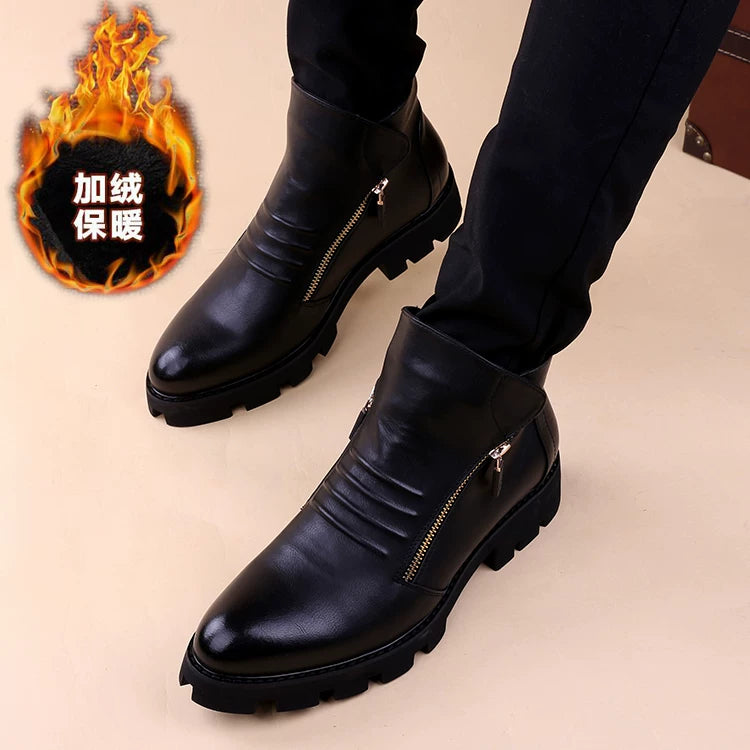 Men's Martin Boots, Height Increasing, Pointed Toe