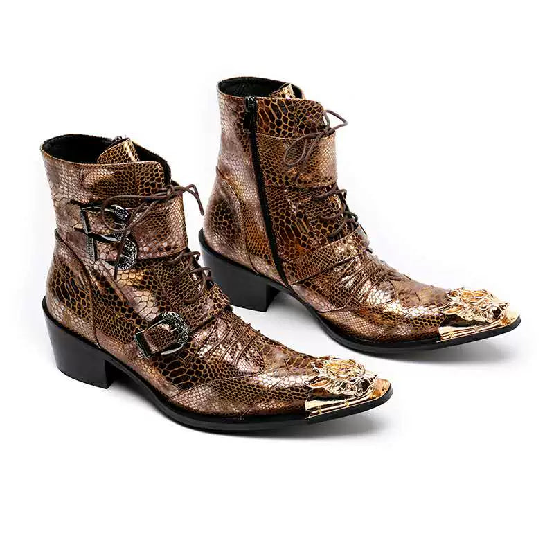 New men's iron scalp shoes, British style, retro casual fashion, pretty boys, trendy nightclubs, catwalk fashion boots