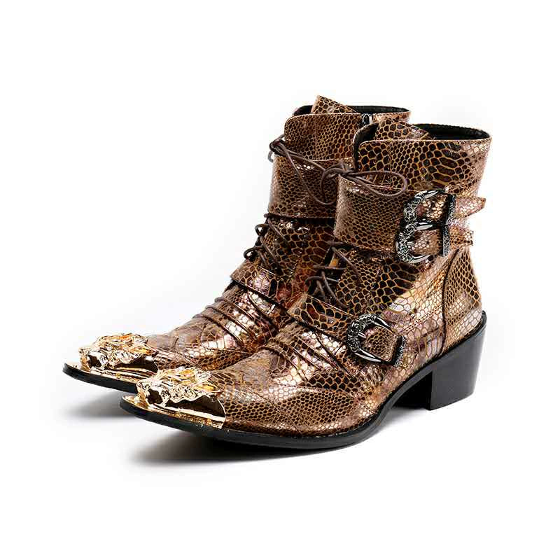 New men's iron scalp shoes, British style, retro casual fashion, pretty boys, trendy nightclubs, catwalk fashion boots