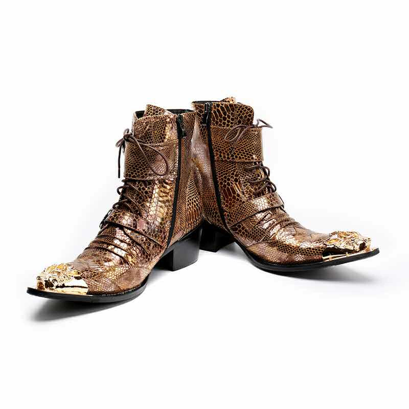 New men's iron scalp shoes, British style, retro casual fashion, pretty boys, trendy nightclubs, catwalk fashion boots