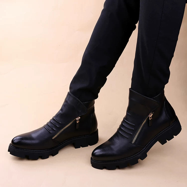 Men's Martin Boots, Height Increasing, Pointed Toe