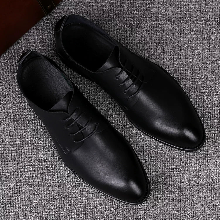 Men's Leather Shoes, Height Increasing, Pointed Toe