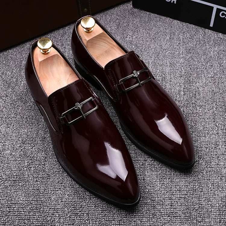 Men's Red Genuine Leather Leather Shoes, Height Increasing, Pointed Toe