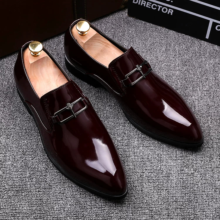 Men's Red Genuine Leather Leather Shoes, Height Increasing, Pointed Toe