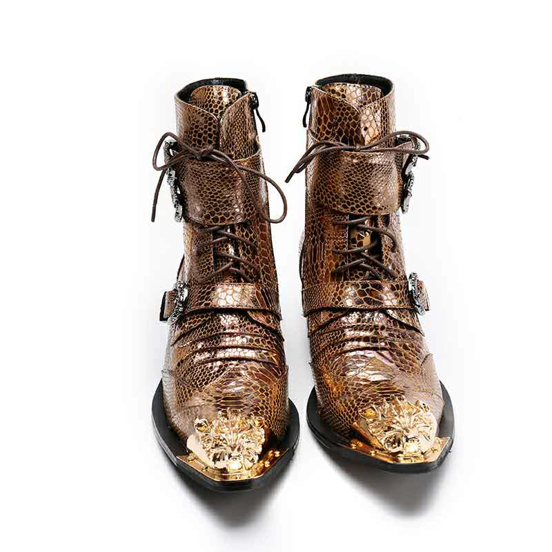 New men's iron scalp shoes, British style, retro casual fashion, pretty boys, trendy nightclubs, catwalk fashion boots