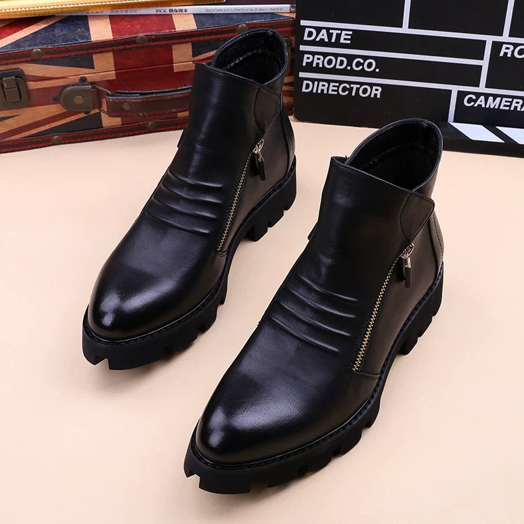 Men's Martin Boots, Height Increasing, Pointed Toe