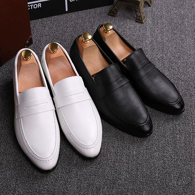 Men's White Wedding Shoes, Breathable, Pointed Toe