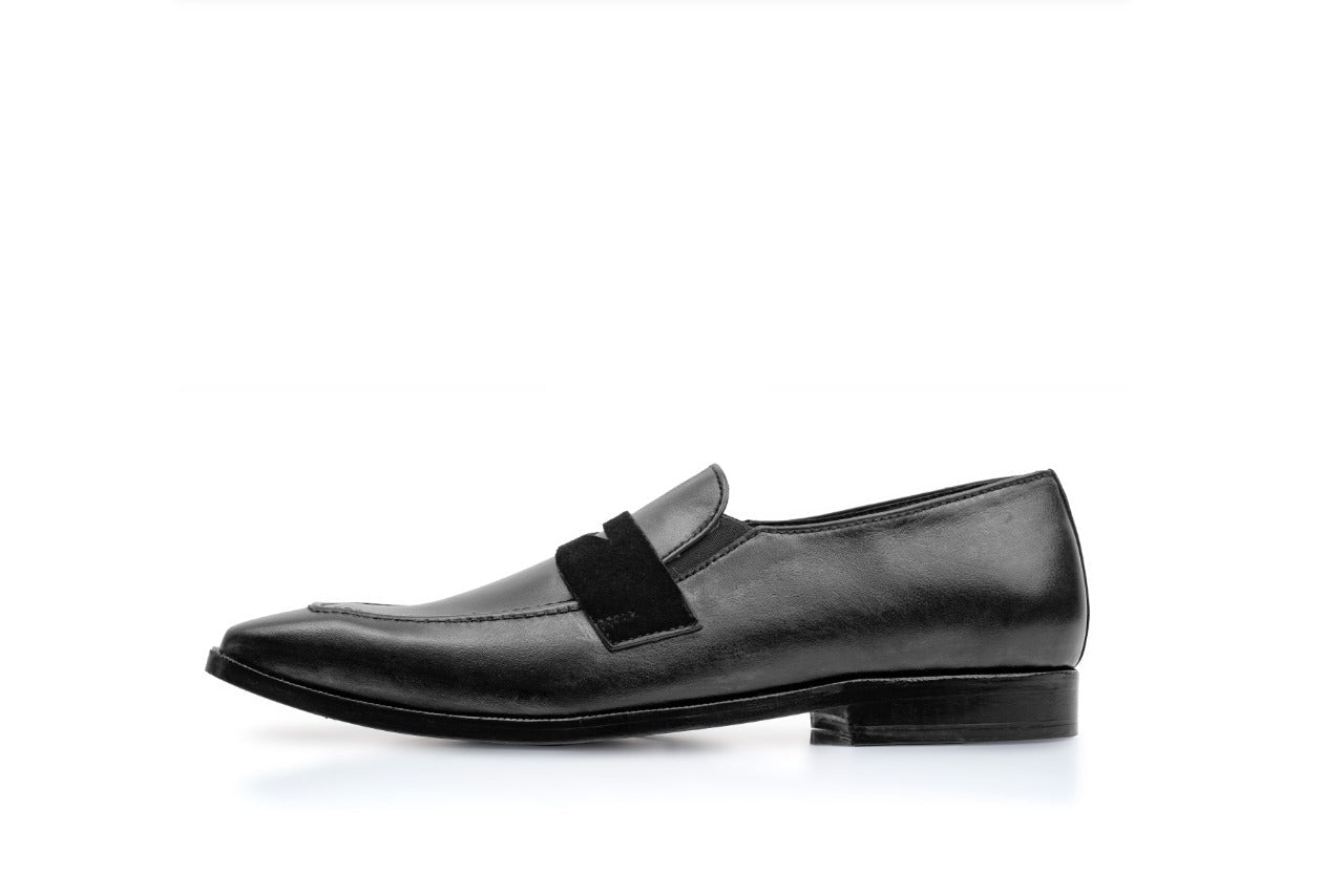 Men's Black Leather Loafers, Style 3303