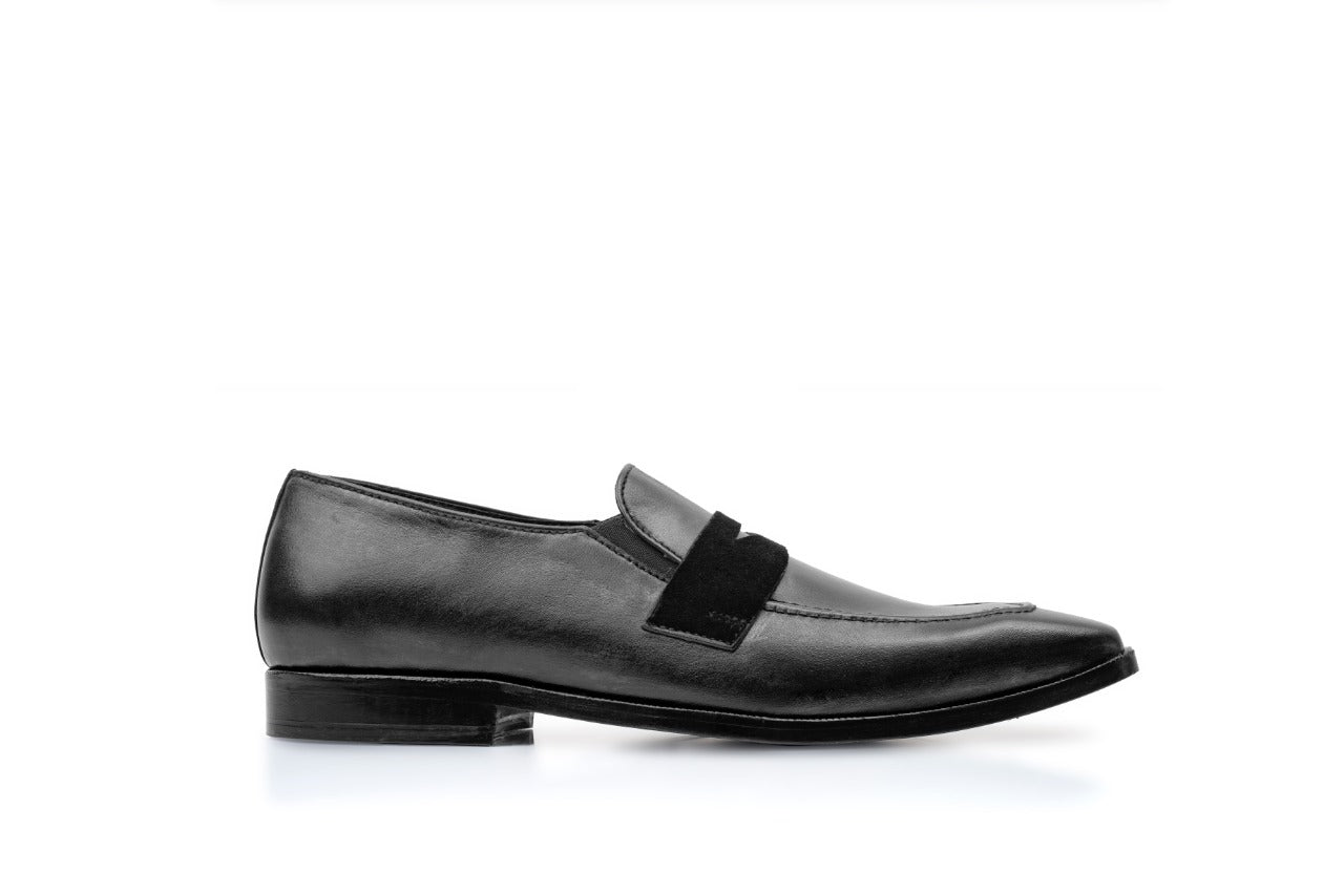 Men's Black Leather Loafers, Style 3303
