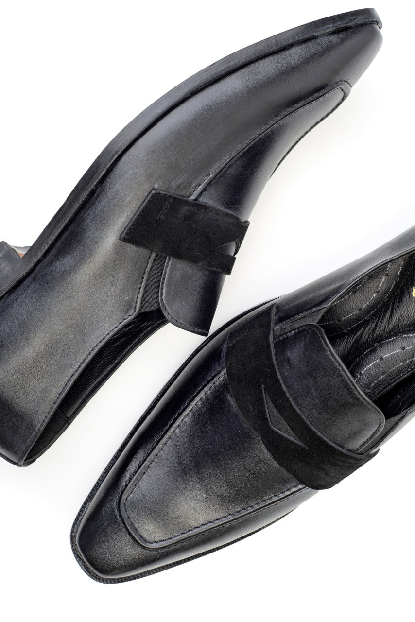 Men's Black Leather Loafers, Style 3303