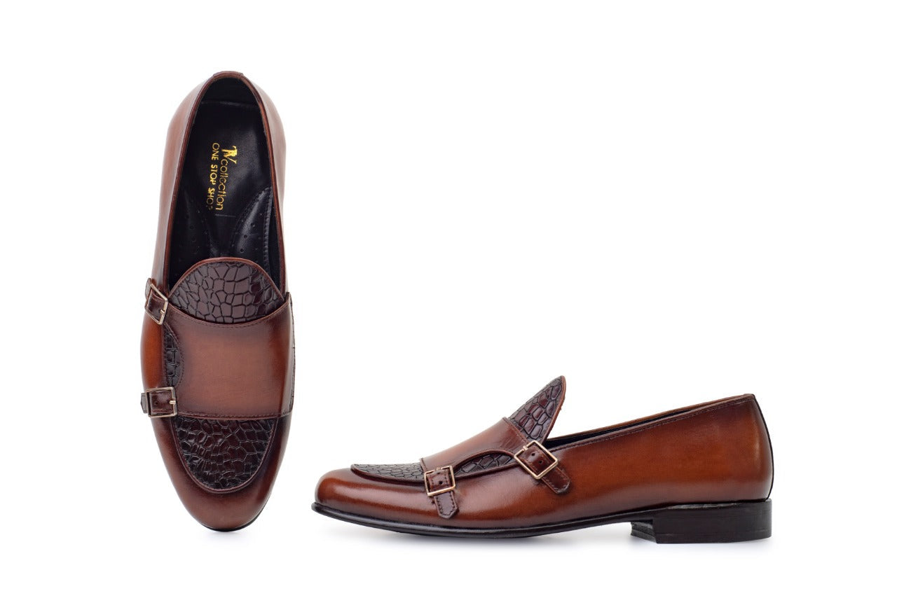 Men's Double monk strap upper pattren leather -TnV Collection