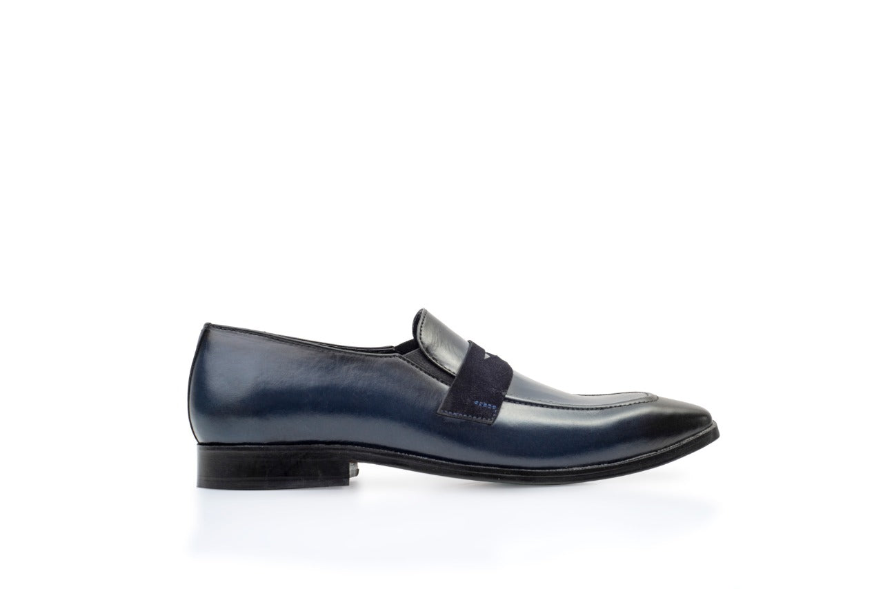 Men's Blue Leather Loafers, Style 8839