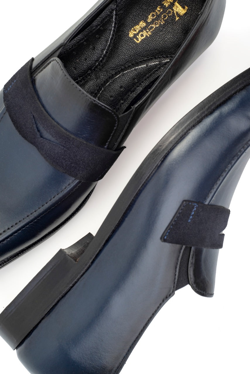 Men's Blue Leather Loafers, Style 8839