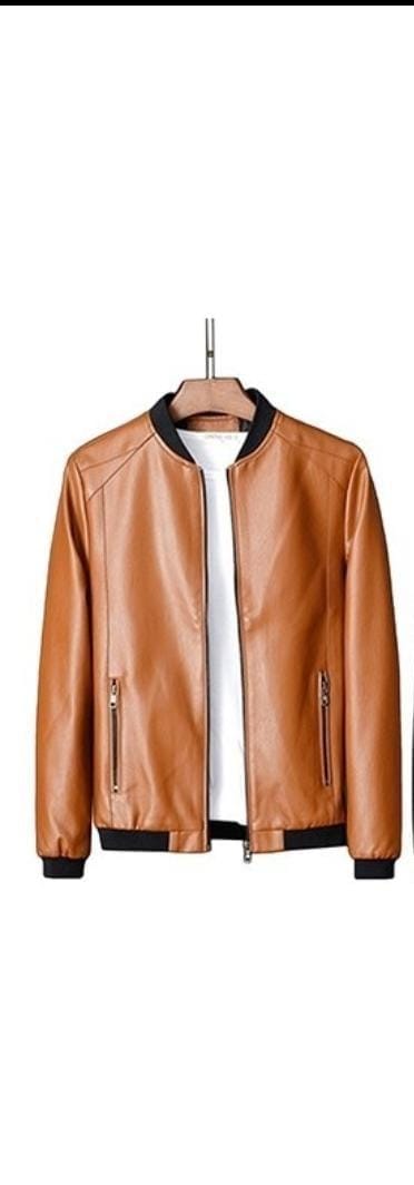 New Leather Men's Casual Jacket Korean Style Trendy Slim Handsome Youth Spring and Autumn Motorcycle Jacket (NEW)(P)